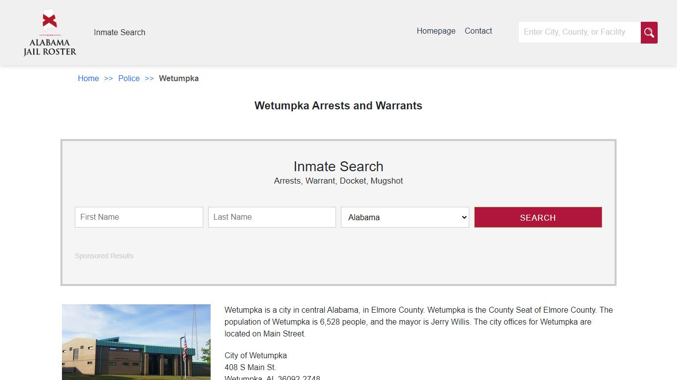 Wetumpka Arrests and Warrants | Alabama Jail Inmate Search